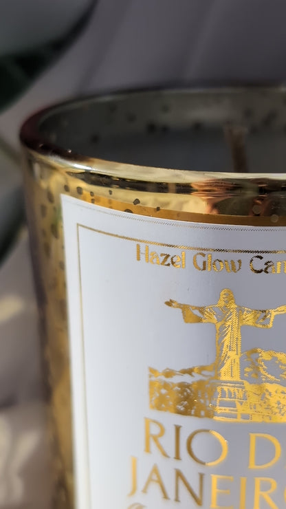 Rio de Janeiro Destination Candle | Gold Sparkle Candle | Rio Candle Gift