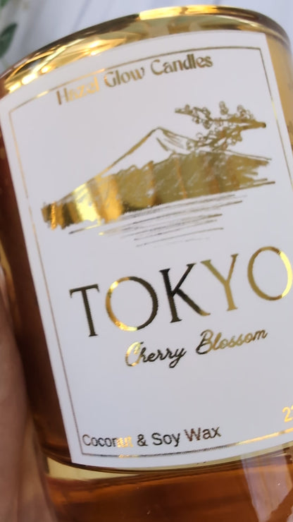 Tokyo Destination Candle | Gold Sparkle Candle | Mount Fuji Candle Gift